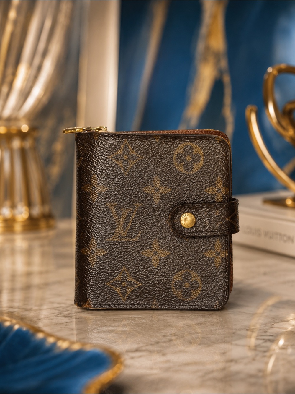 Louis Vuitton Monogram Compact Wallet | Vintage LV Snap & Zip Bifold | MI0032